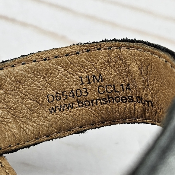 Born Womens Sandal Size 11 Wedge Heel Cork Platform‎ Black Leather Straps D65403 - Picture 9 of 10